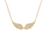 0.22ct 14k Yellow Gold Diamond Angel Wings Necklace